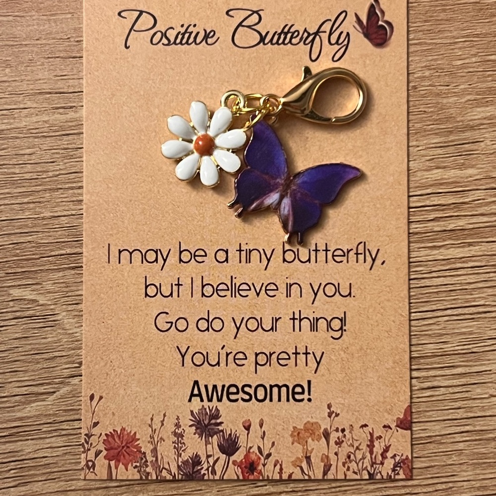 Purple Butterfly & Daisy Charm